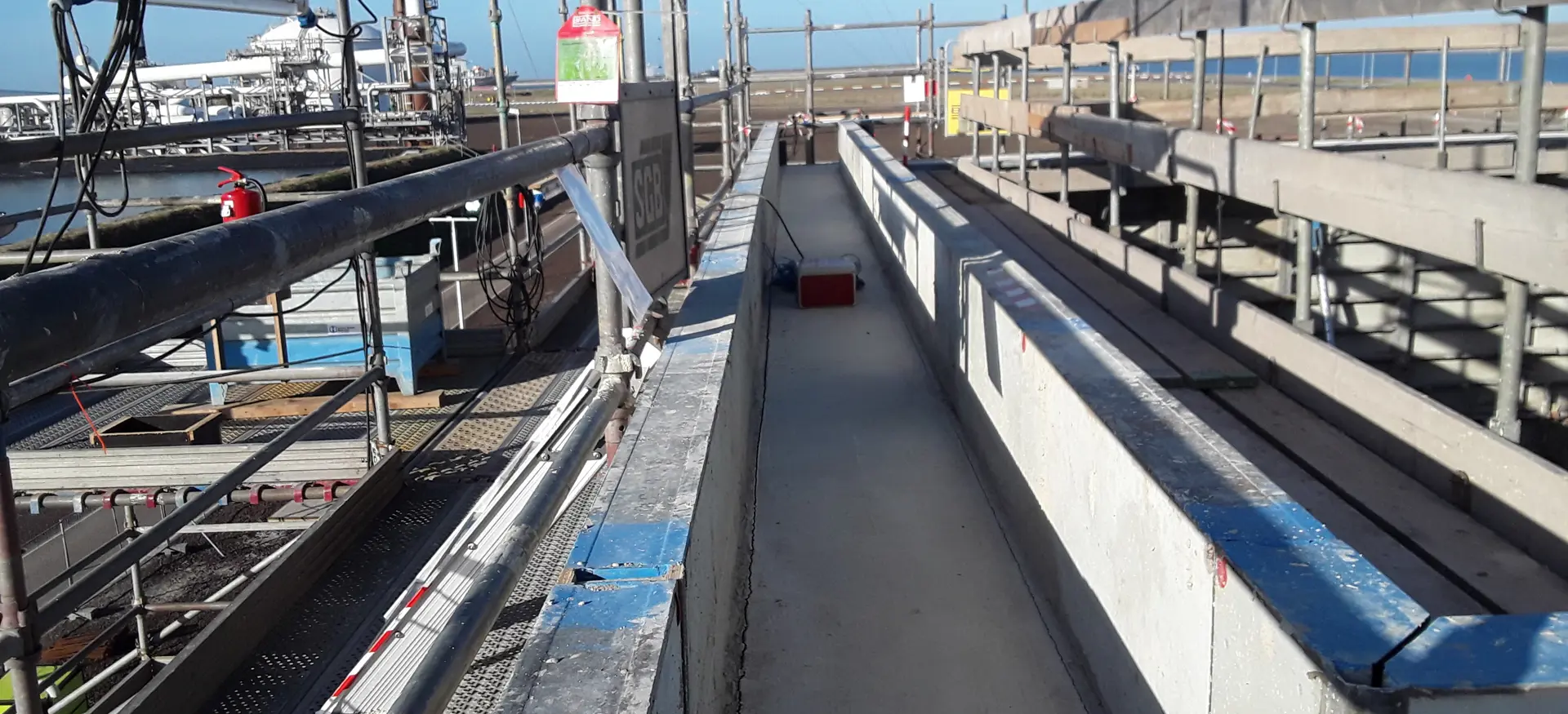 Een close up van een fundatie van het Waste Water Treatment Project